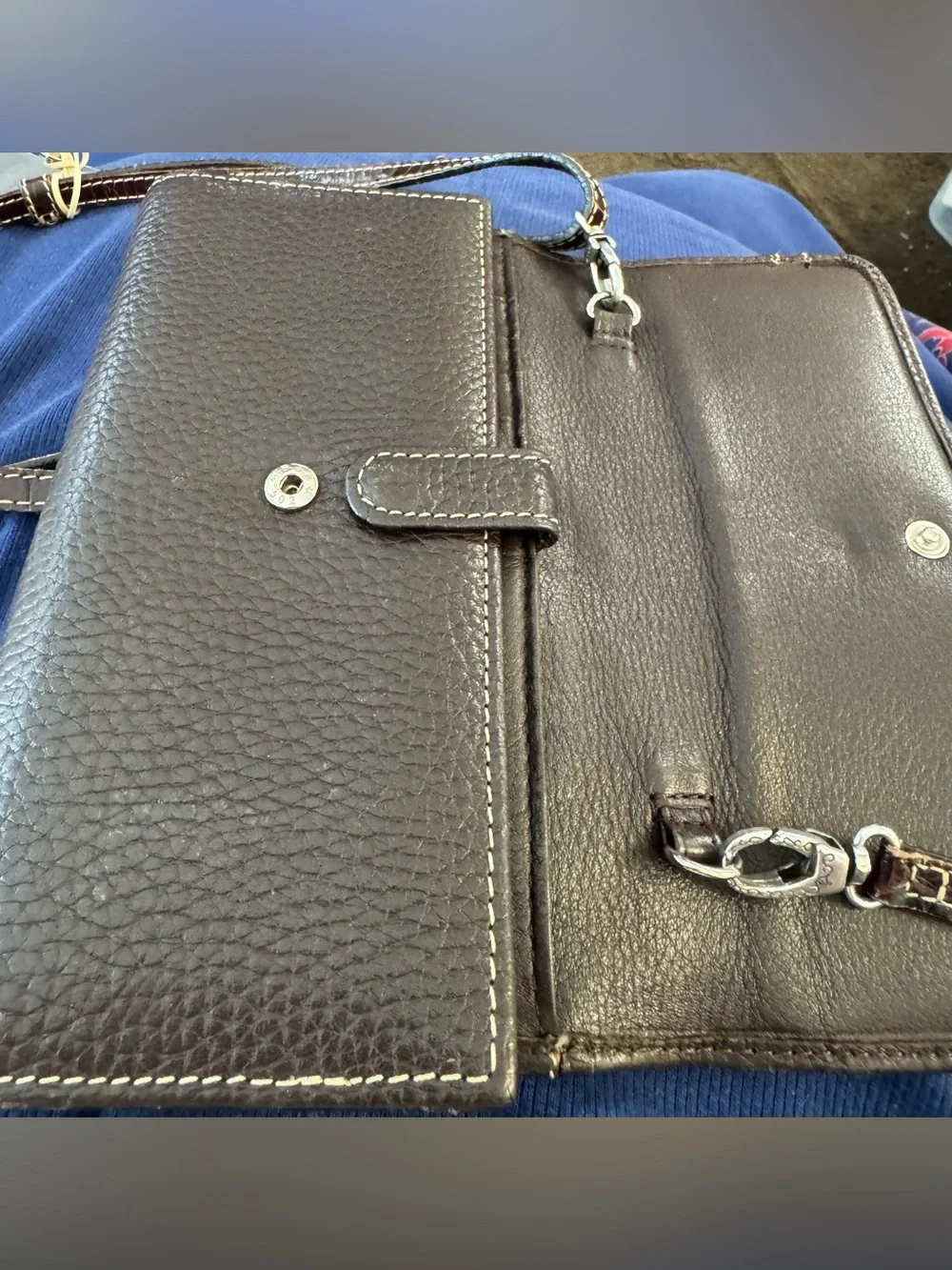 Brighton Women’s Brown Leather Wallet lwith Decorative Silver Chain